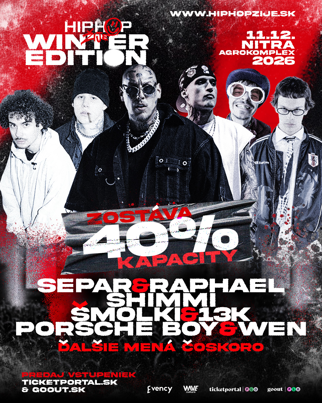 Hip Hop Žije Winter Edition Nitra — zostáva 40 % kapacity, 11. 12. 2026 Agrokomplex