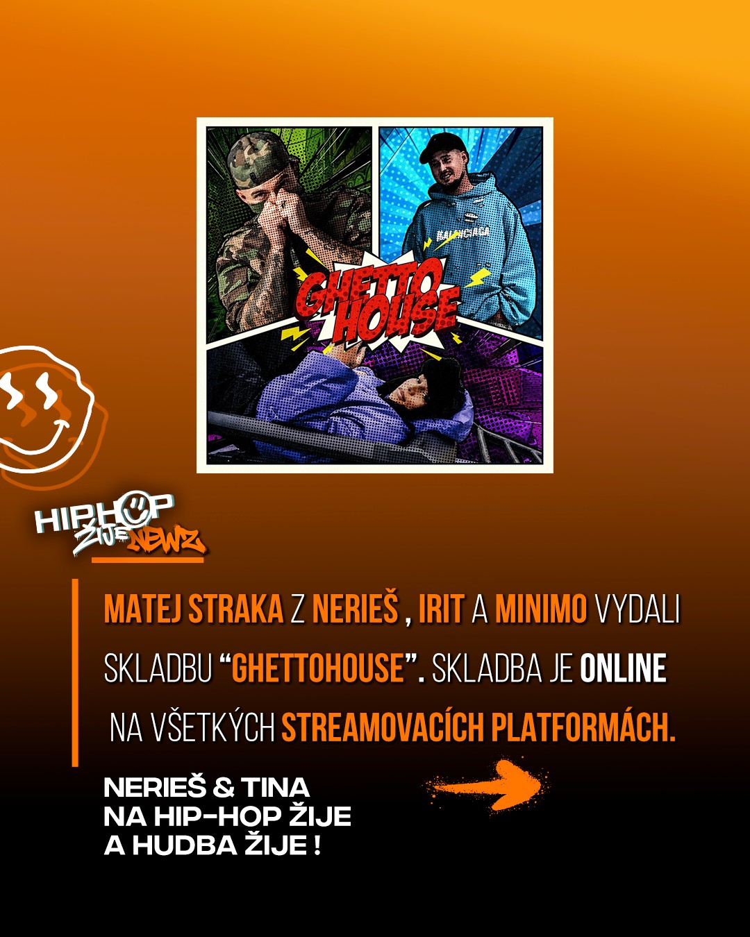 🔥 HIP HOP ŽIJE NEWZ 🔥 🎧 Matej Straka z Nerieš, IRIT a MINIMO spojili sily v novej skladbe GHETTOHOUSE. 💥 Track je už