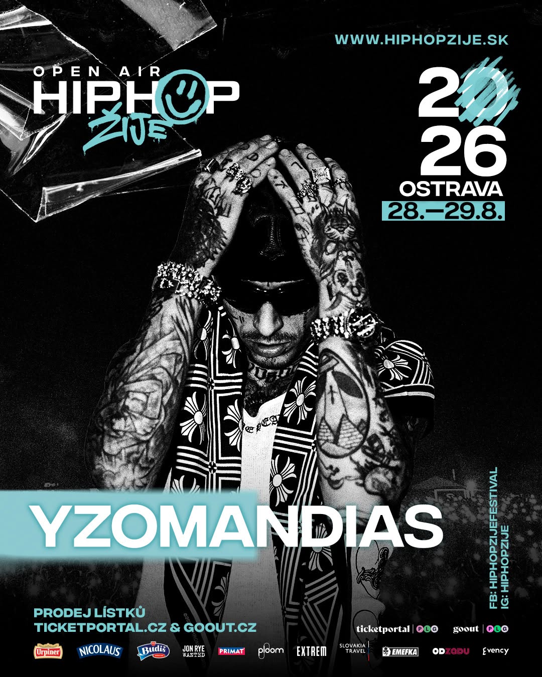 🔥 YZOMANDIAS NA HIP HOP ŽIJE OSTRAVA Jedno z nejsilnějších jmen českého rapu míří do Ostravy. Nezaměnitelný sound, nejv
