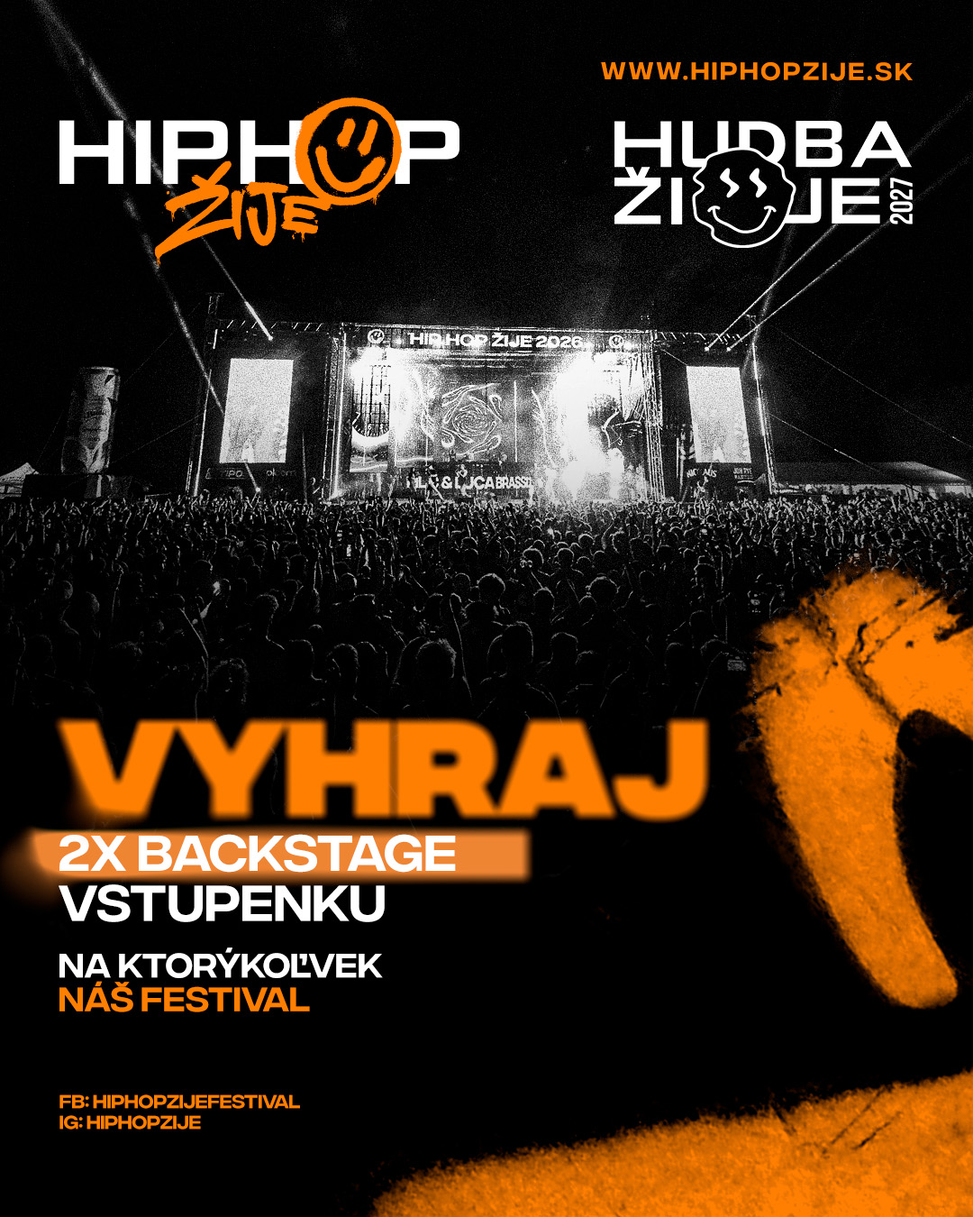 🎁 EXKLUZÍVNA SÚŤAŽ O 2× BACKSTAGE VIP! 🔥 Zaži Hip Hop Žije alebo Hudba Žije z úplne inej perspektívy. Ty, tvoj človek 