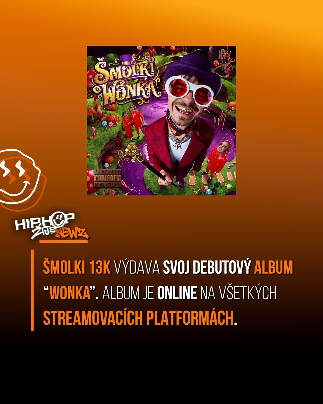 🚨 HIP HOP ŽIJE NEWZ 🚨 🍭 ŠMOLKI 13K OTVÁRA BRÁNY DO „WONKY“! 💿 Jeho prvý sólový album prináša 11 trackov a hostí ako 